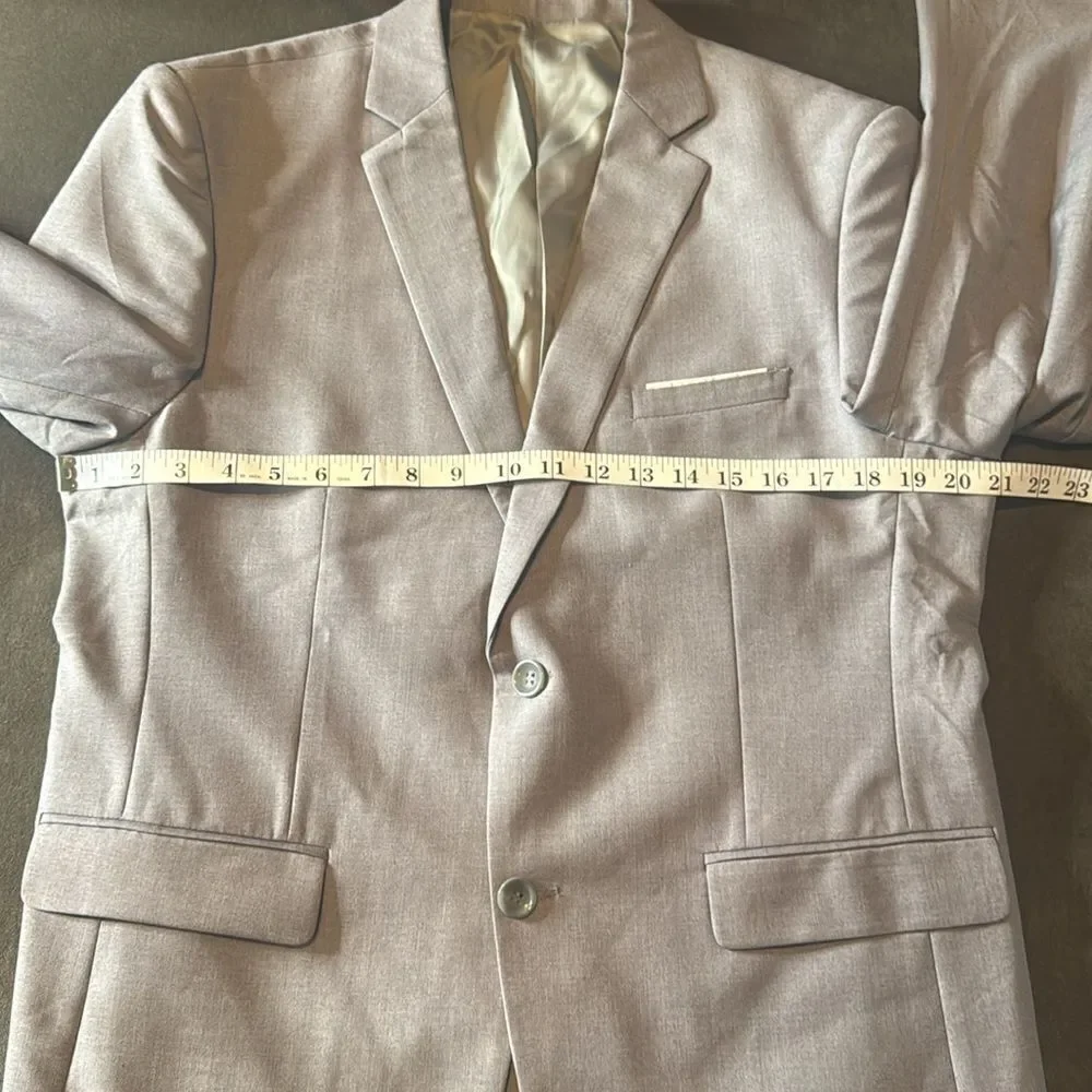 Men’s Gray Slim Fit 3 Piece Formal Suit Notched Lapel 40 Jacket 36 Pants NEW